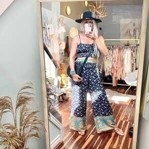 Stunning 3 piece high waisted BOHO floral hippy lounge set w Gypsy/prairie vibe